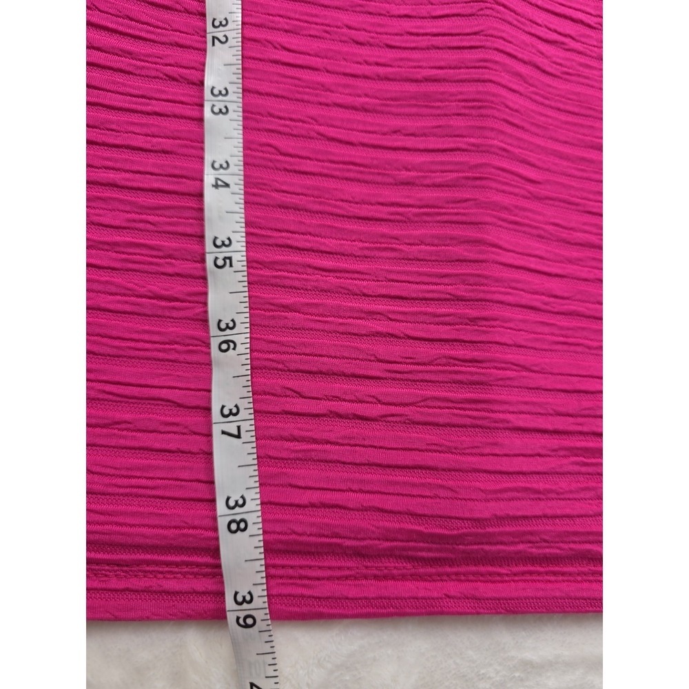 NWT NY Collection Pink Pearl Neck Shift Dress Large L Hot Pink Bell Sleeve - Picture 8 of 11